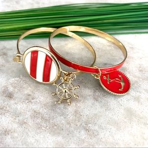 🍭4/$20 Nautical anchor gold and red bracelets